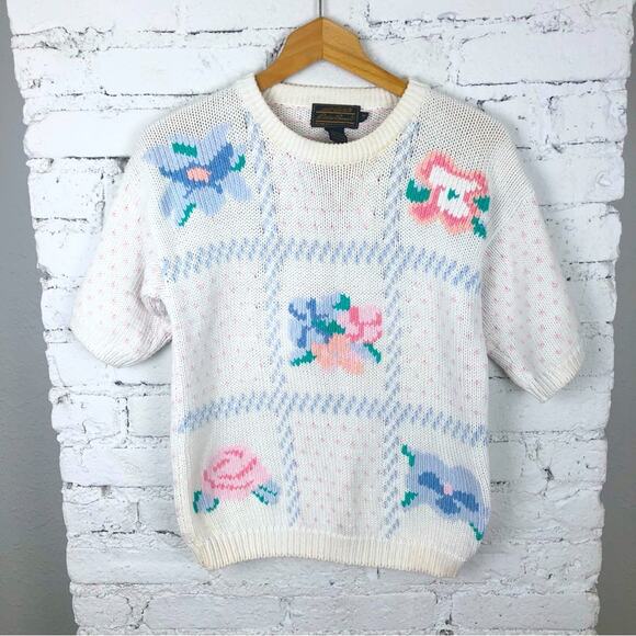 Vintage Eddie Bauer Floral Knit Sweater - Picture 1 of 3